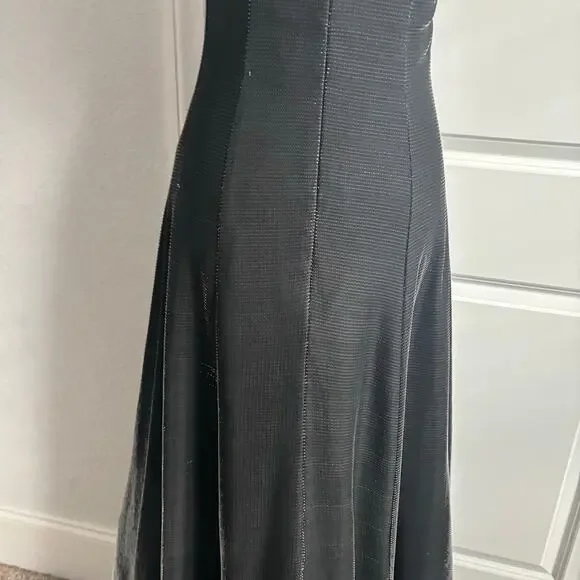 VTG Night Way Collections Metallic Black Ball Gown Dress 4 Spaghetti Strap - Picture 6 of 16